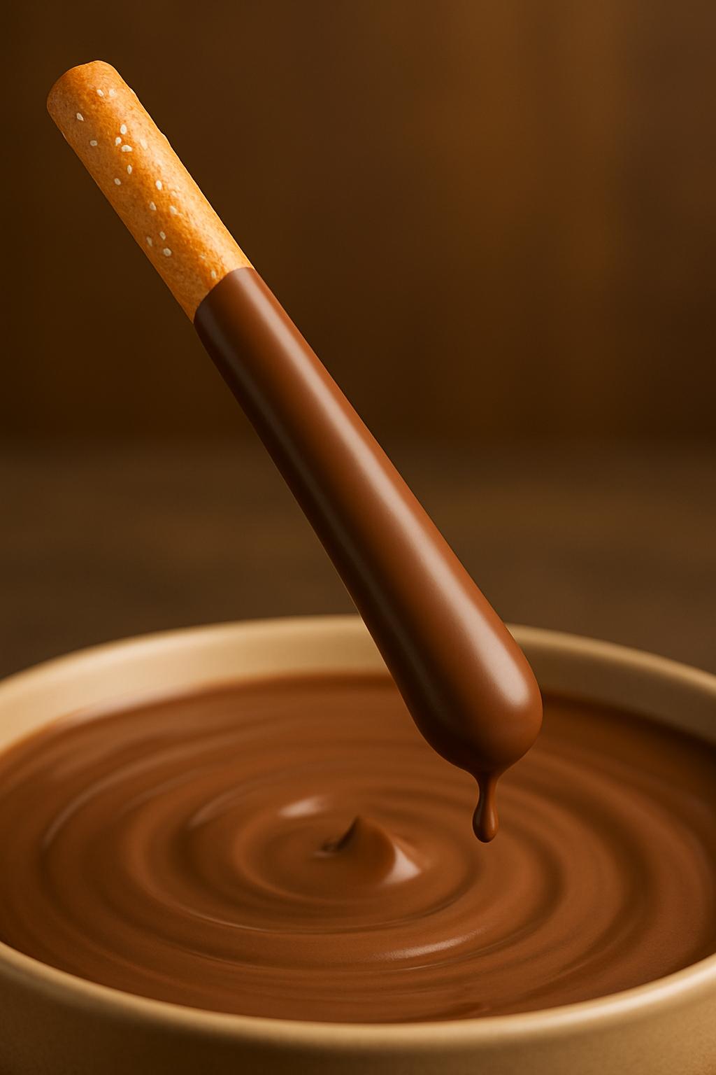 Hand-Dipped Chocolate Pretzel Rods