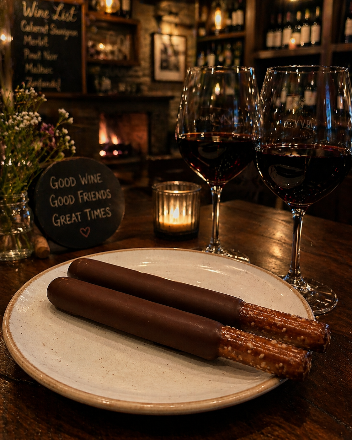 Hand-Dipped Chocolate Pretzel Rods