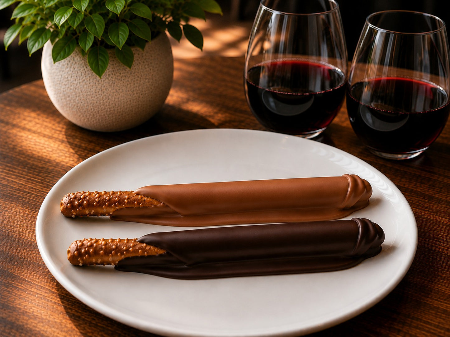 Hand-Dipped Chocolate Pretzel Rods