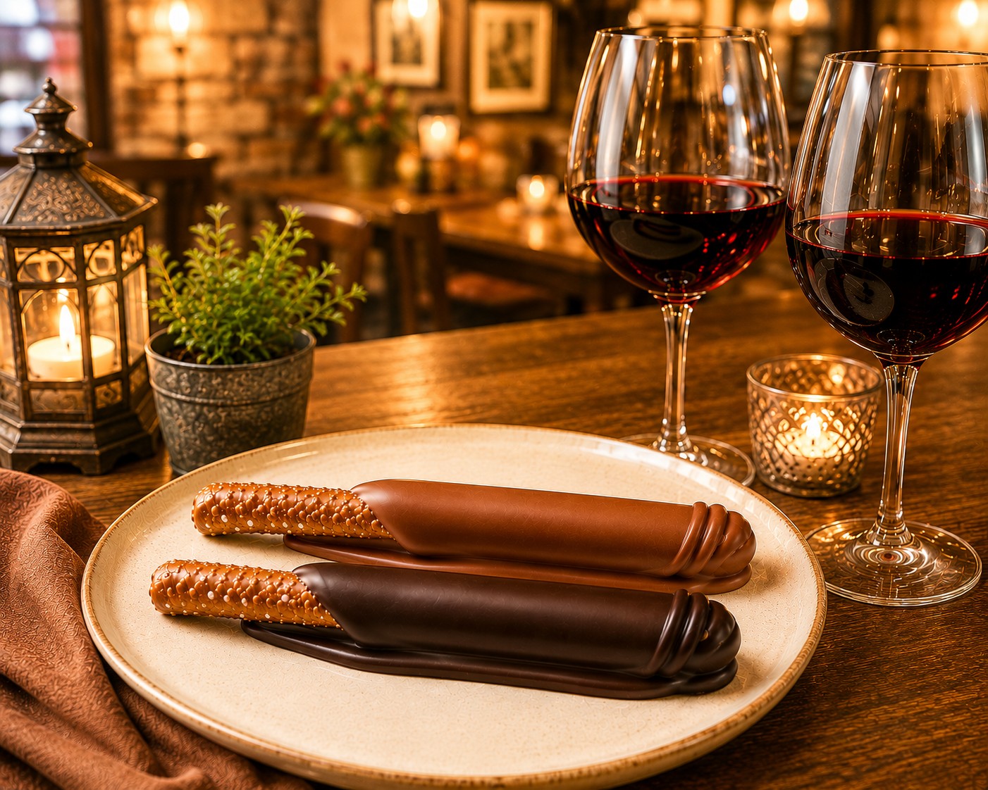 Hand-Dipped Chocolate Pretzel Rods