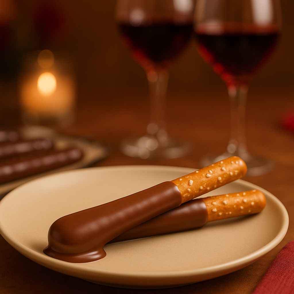 Hand-Dipped Chocolate Pretzel Rods