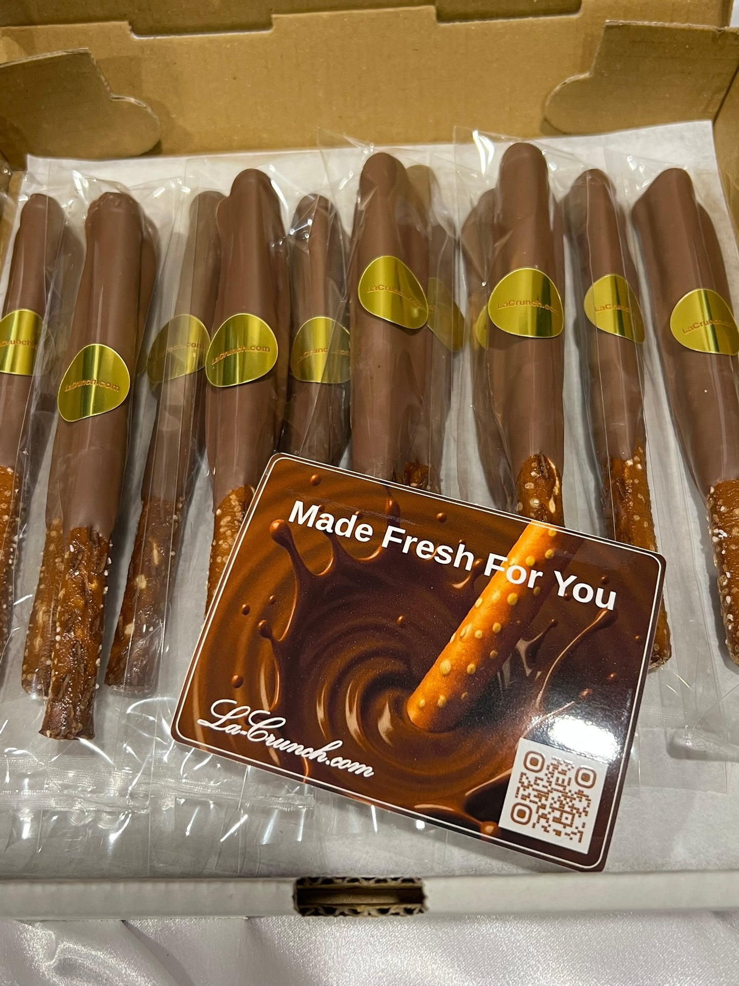 Personal Pizza Box - Hand-Dipped Chocolate Pretzel Rods